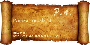 Panics Acsád névjegykártya